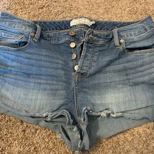 TORRID High Waisted Button-Fly Jean Shorts